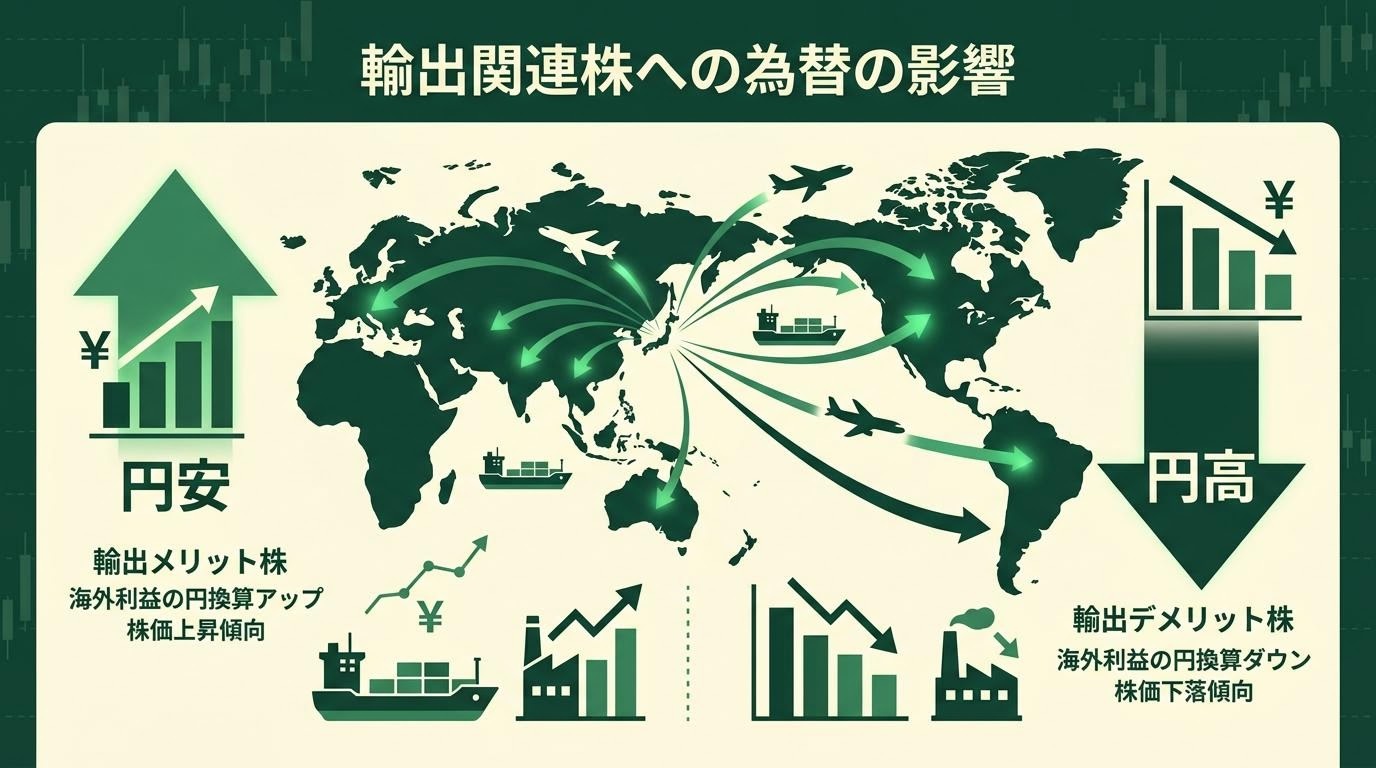 輸出関連株の為替データインフォグラフィック